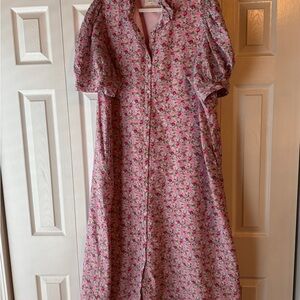 Floral Pink Button-Up Dress